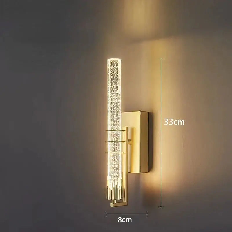 Modern gold & black crystal wall sconce bedroom led light