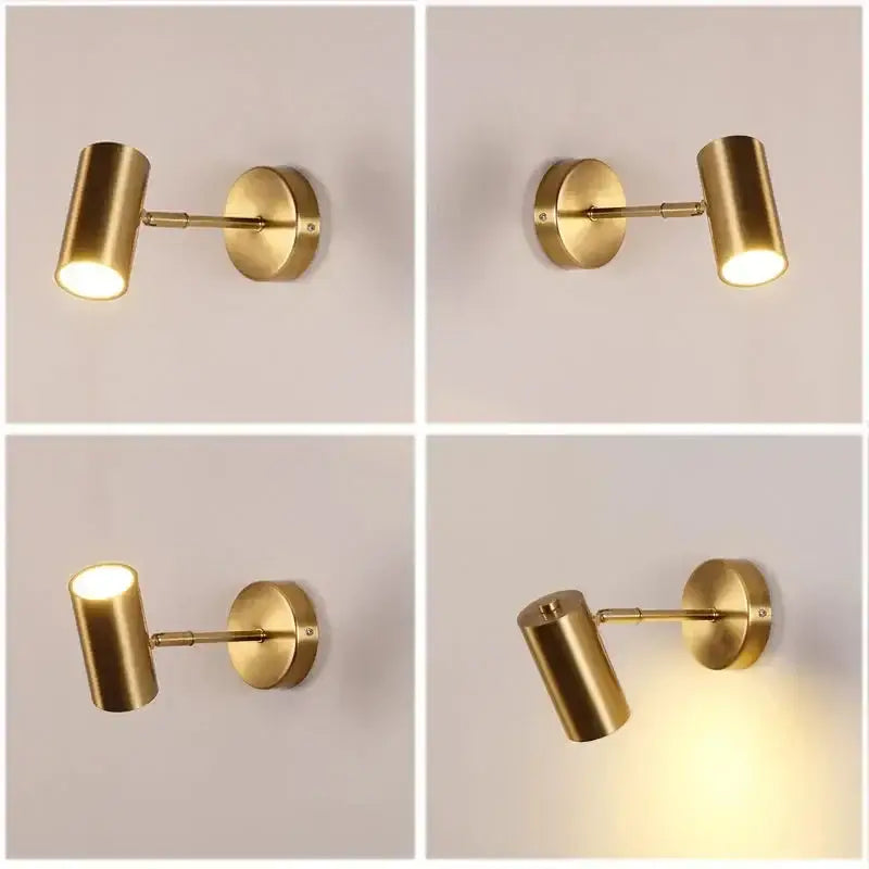 Modern gold & black cylindrical led wall lamp for living room