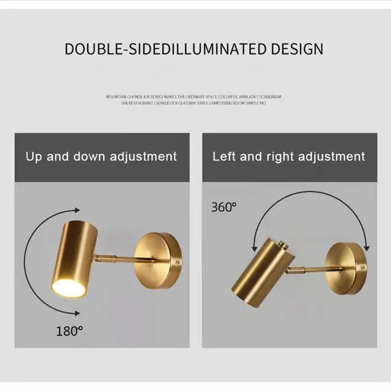 Modern gold & black cylindrical led wall lamp for living room