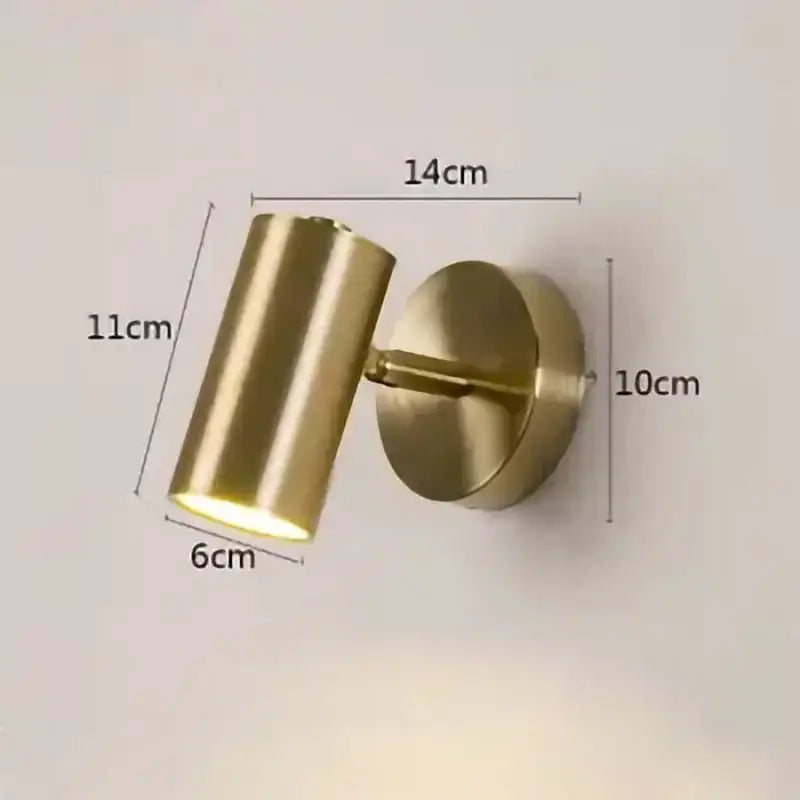 Modern gold & black cylindrical led wall lamp for living room