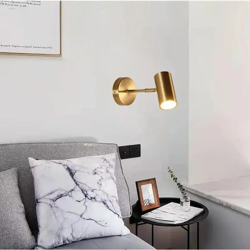 Modern gold & black cylindrical led wall lamp for living room