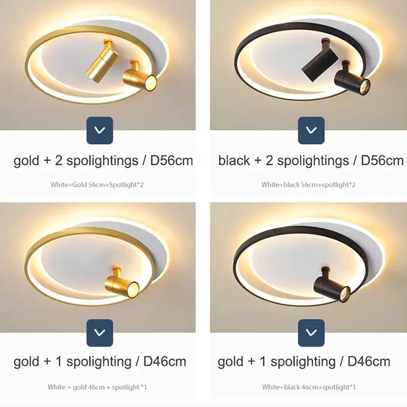Modern gold & black decorbites dimmable led ceiling lights living room