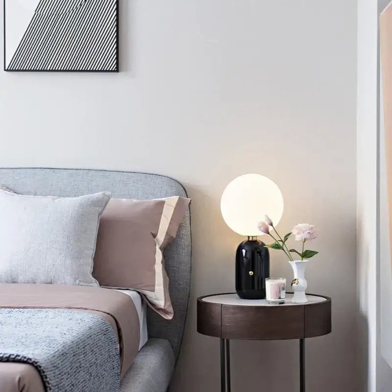 Modern gold & black decorbites glass ball led desk lamp bedroom light