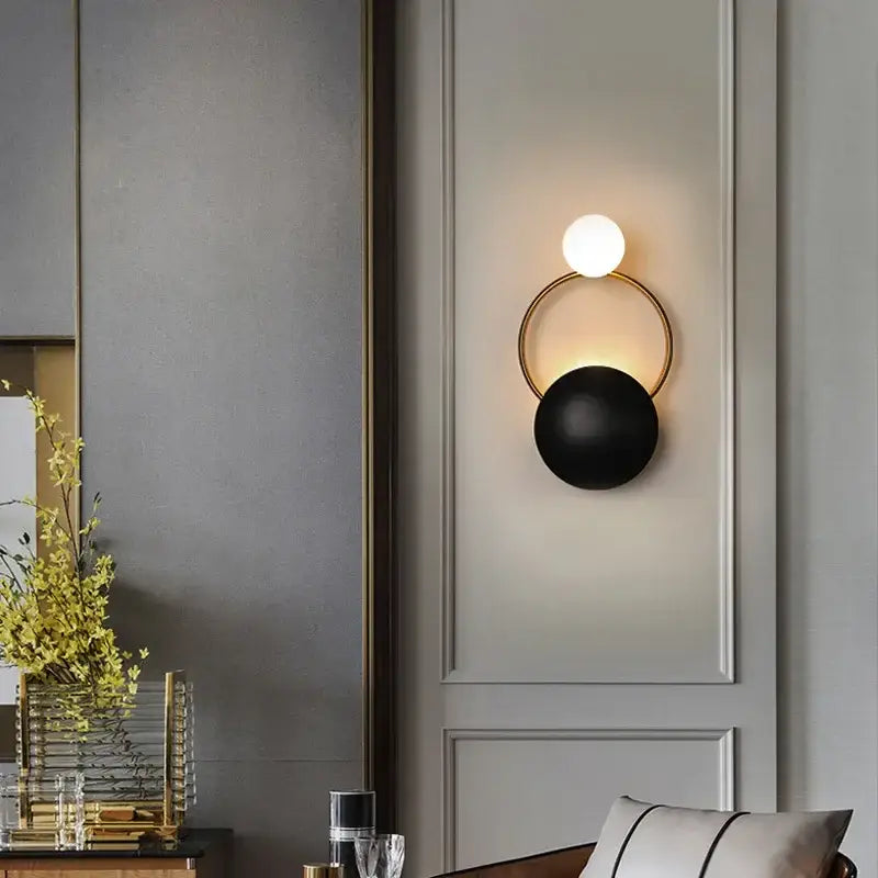 Modern gold & black led wall sconce – living room decor light