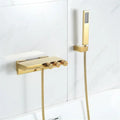 Modern gold & black shower set bathroom waterfall tub mixer