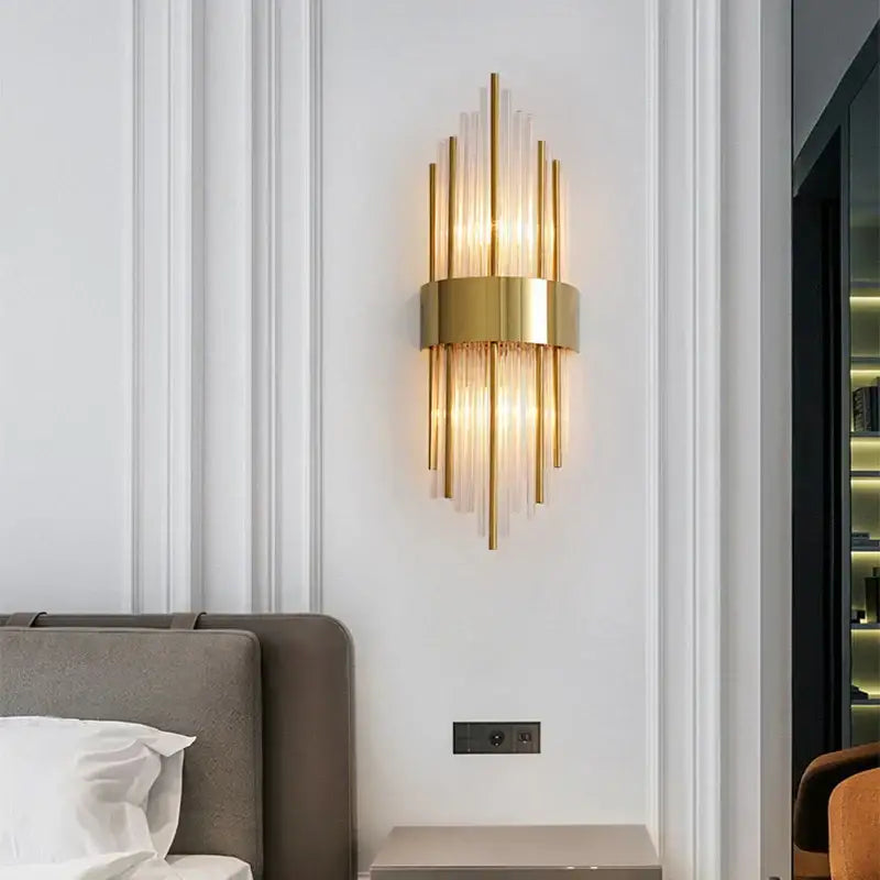 Modern gold & black stainless steel wall sconce living room light