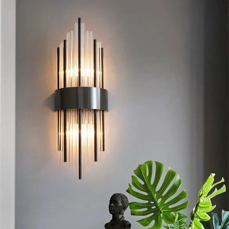 Modern gold & black stainless steel wall sconce living room light