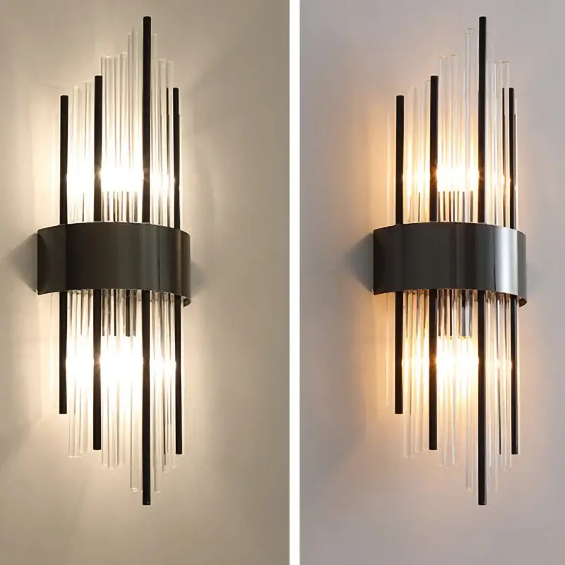 Modern gold & black stainless steel wall sconce living room light