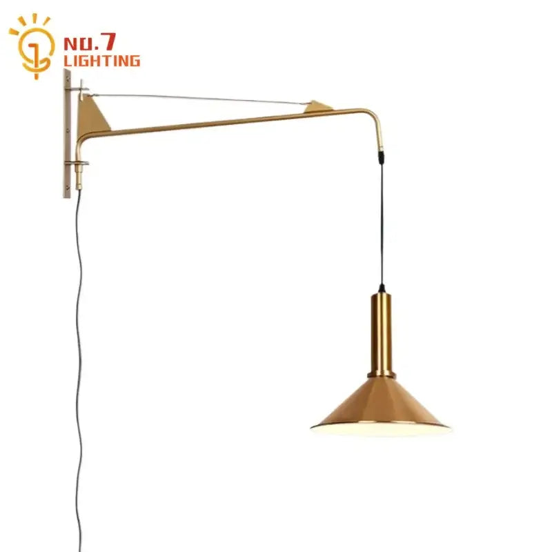 Modern gold & black swing arm wall lamp bedroom sconce