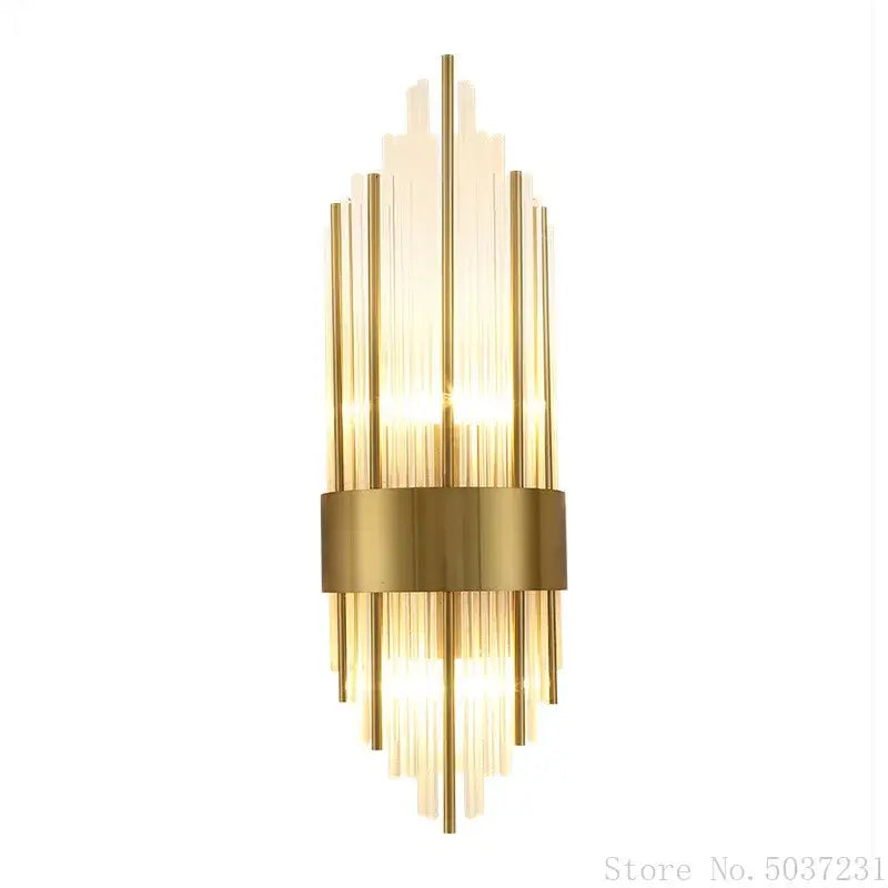 Modern gold brass crystal wall sconce bedroom light
