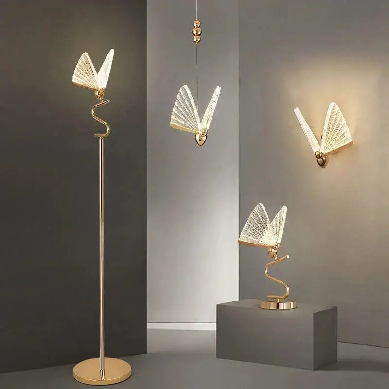 Modern gold butterfly led pendant lamp for bedroom staircase