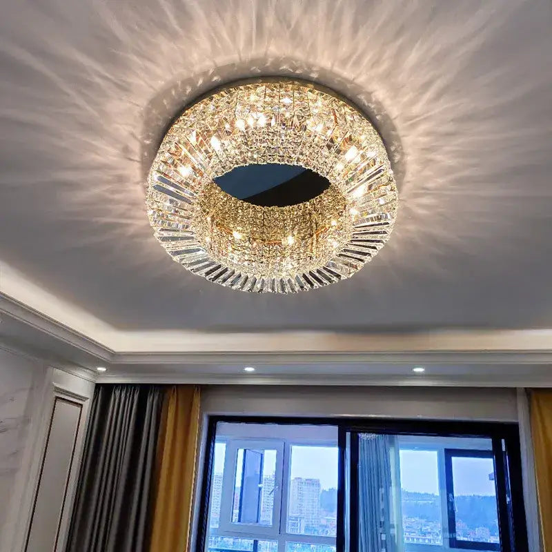 Modern gold & chrome crystal led ceiling lights living room chandelier