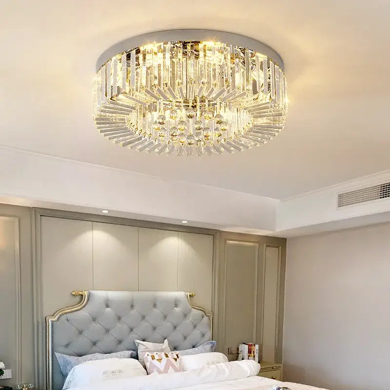 Modern gold & chrome crystal led ceiling lights living room chandelier