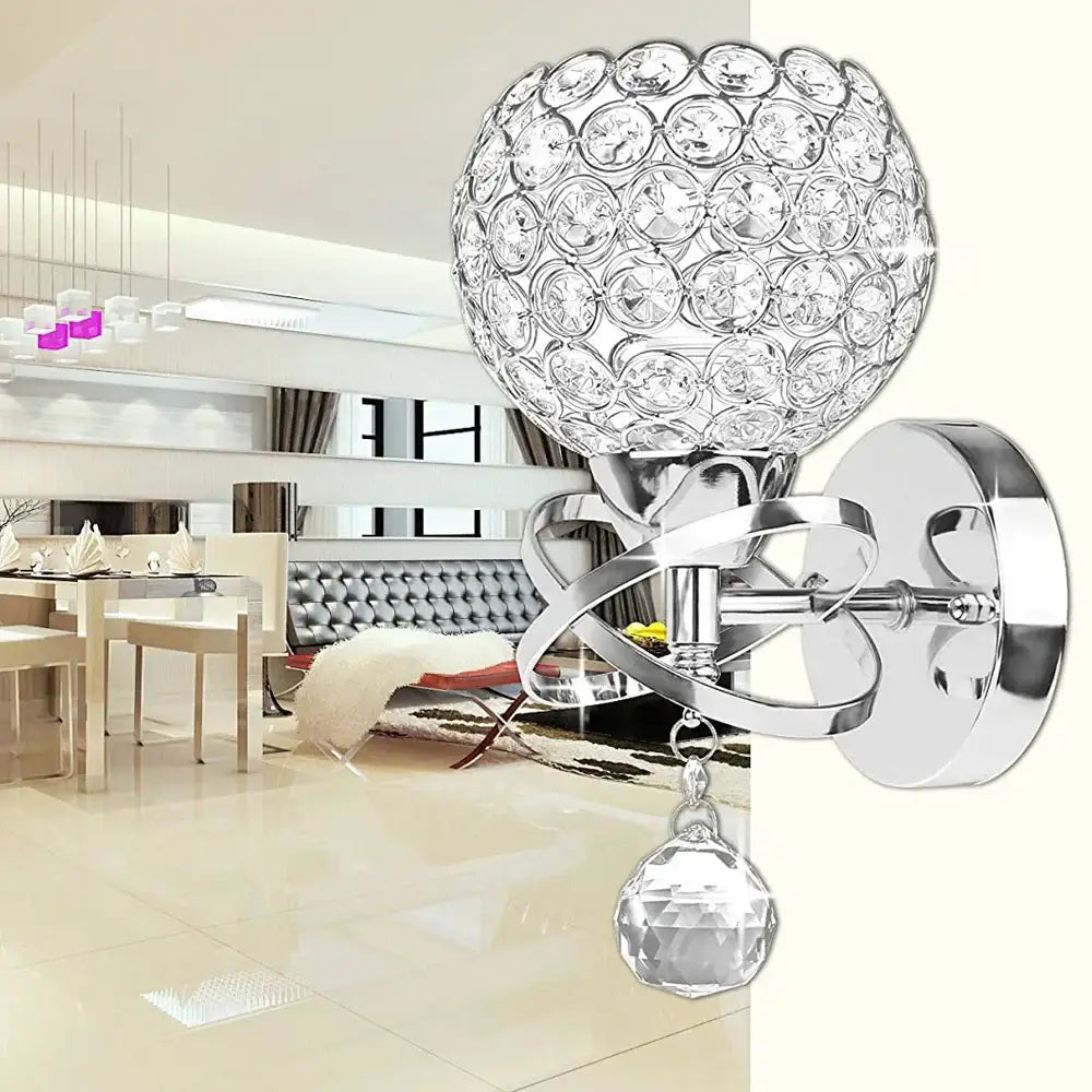 Modern gold & chrome crystal wall sconce bedroom teardrop light