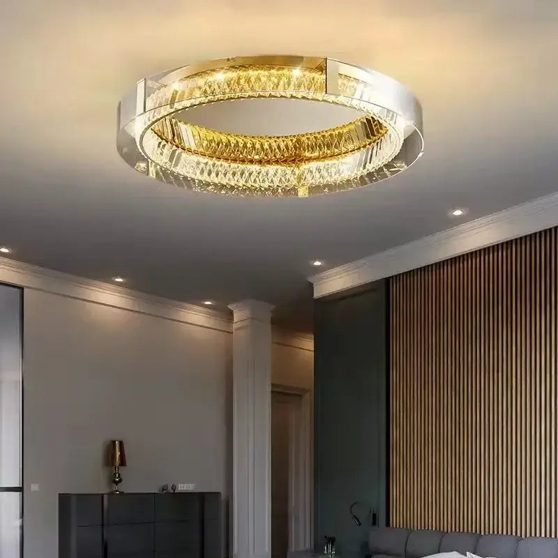 Modern gold & chrome elegant crystal led ceiling light living room