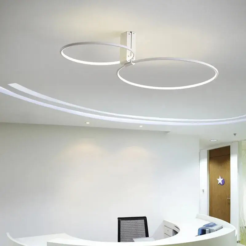 Modern gold circular led ceiling light for bedroom 360 degree rotation