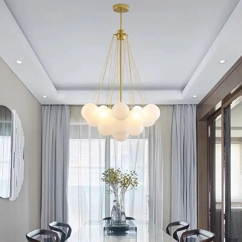 Modern gold cloud glass ball led chandelier – dining room pendant