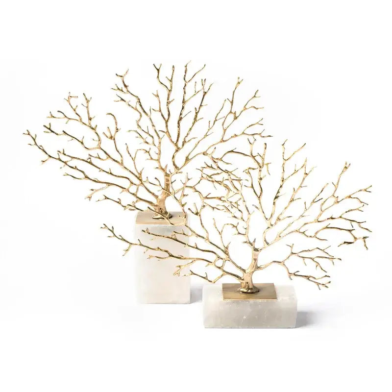 Modern gold coral tree sculpture living room marble decor