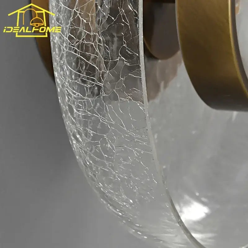 Modern gold cracked glass wall lamp bedroom amber sconce