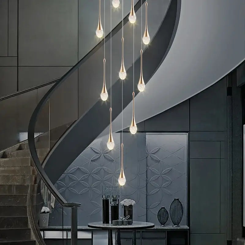 Modern gold crystal bubble chandelier living room teardrop pendant