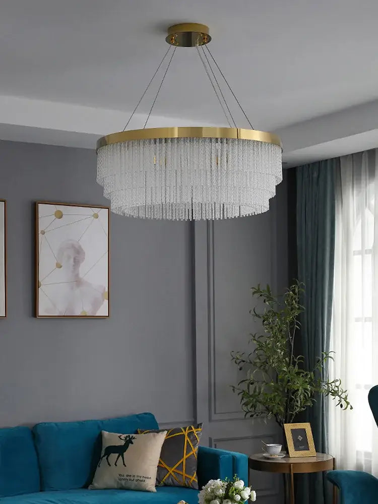 Modern gold crystal ceiling chandelier dining room pendant light