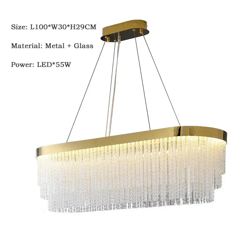Modern gold crystal ceiling chandelier dining room pendant light
