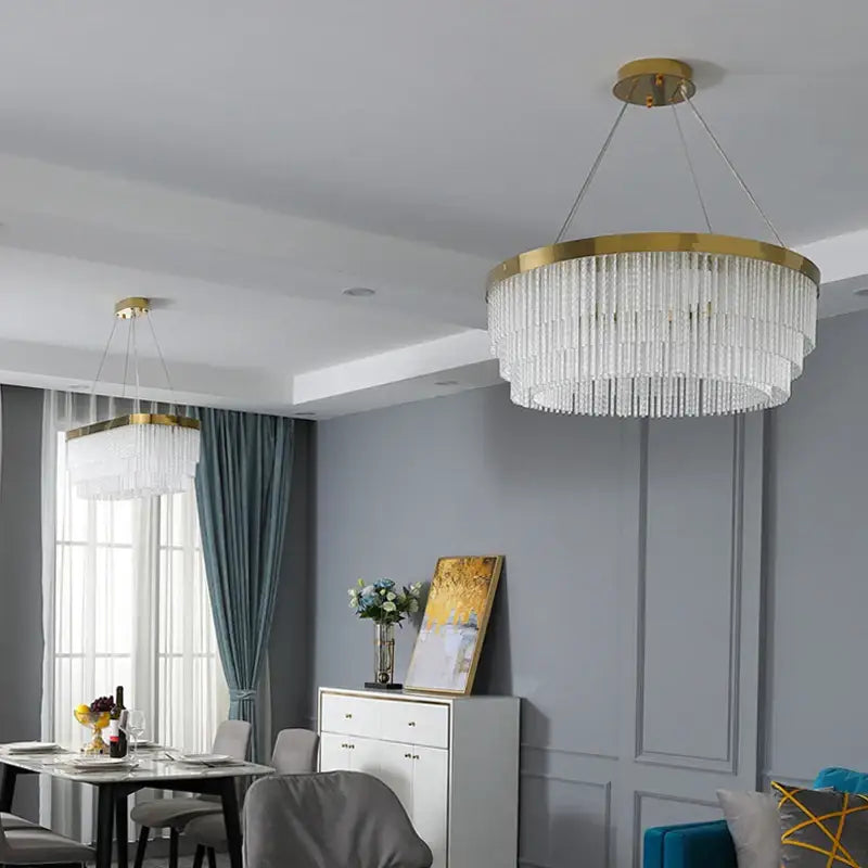 Modern gold crystal ceiling chandelier dining room pendant light