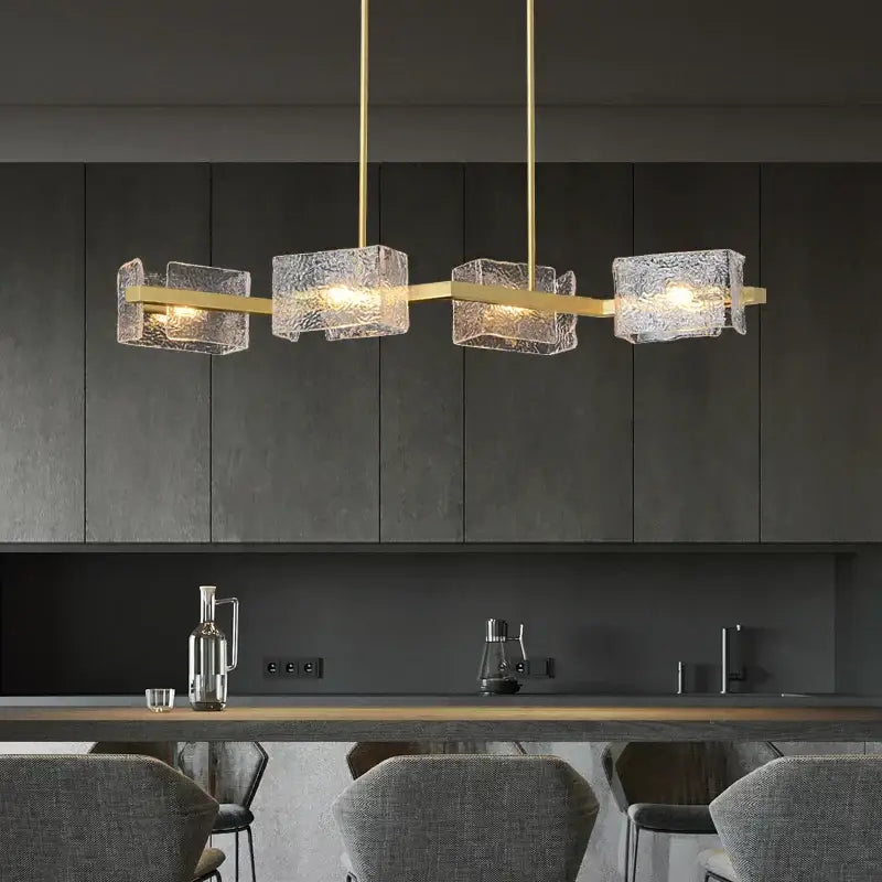 Modern gold crystal ceiling chandelier living room glass pendant light