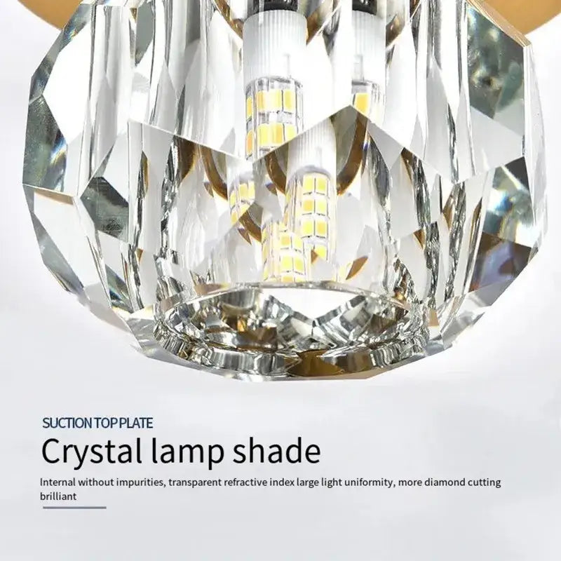 Modern gold crystal ceiling lights bedroom faceted pendant fixture