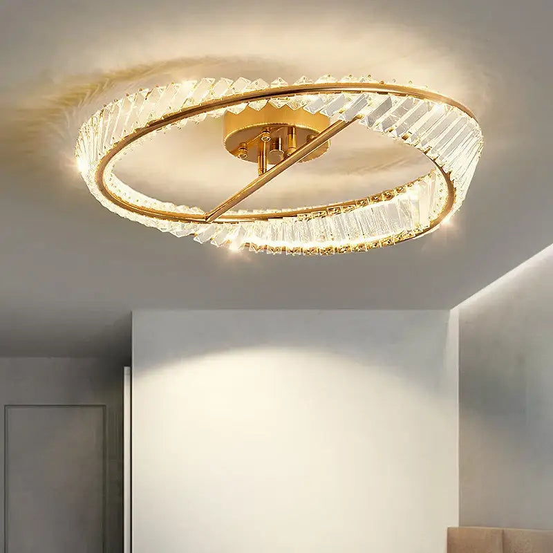 Modern gold crystal ceiling pendant light living room