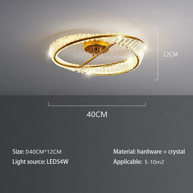 Modern gold crystal ceiling pendant light living room