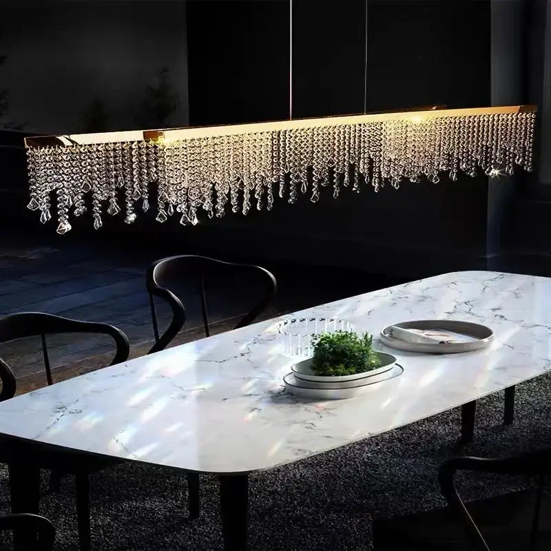 Modern gold crystal chandelier dining room lighting fixture