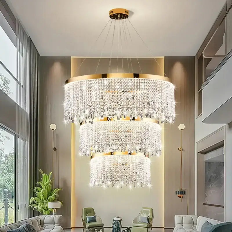 Modern gold crystal chandelier dining room lighting fixture