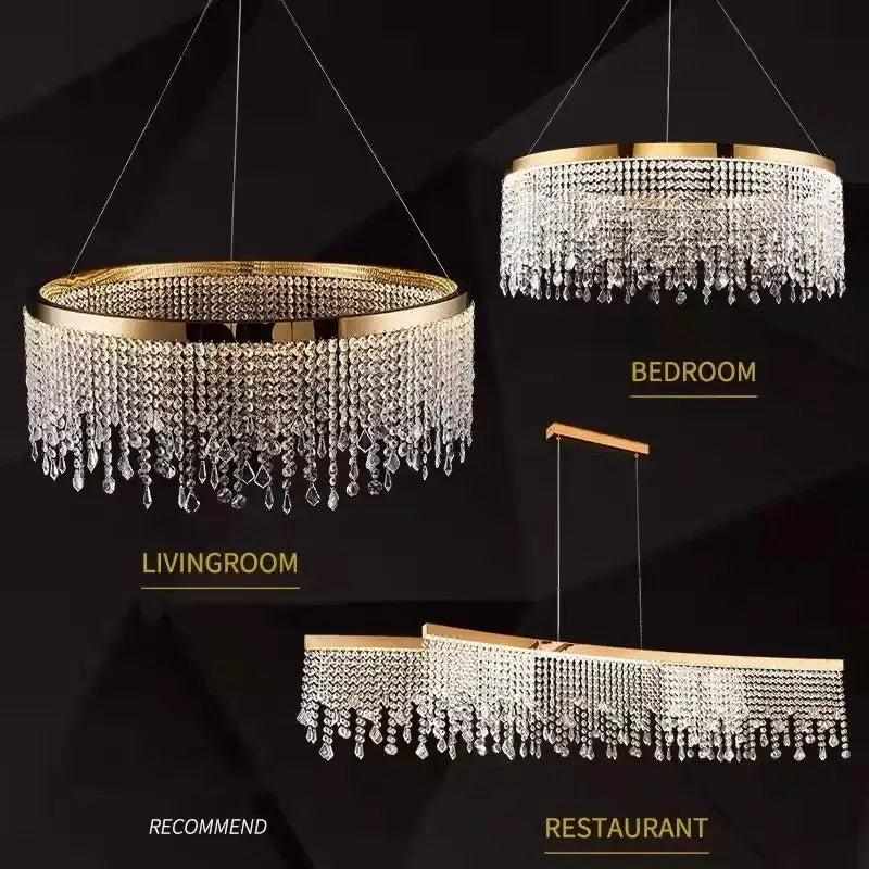 Modern gold crystal chandelier dining room lighting fixture