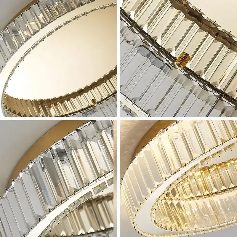 Modern gold crystal circle led chandelier living room light