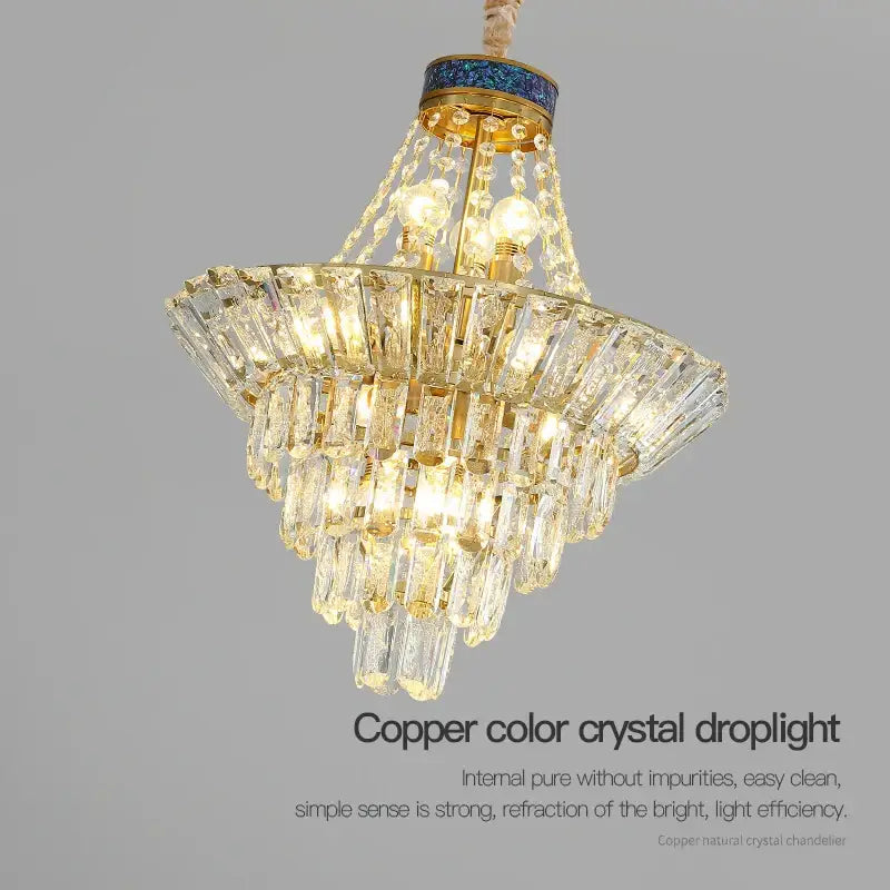 Modern gold crystal duplex chandelier living room pendant light
