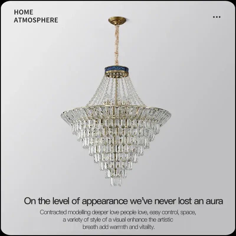 Modern gold crystal duplex chandelier living room pendant light