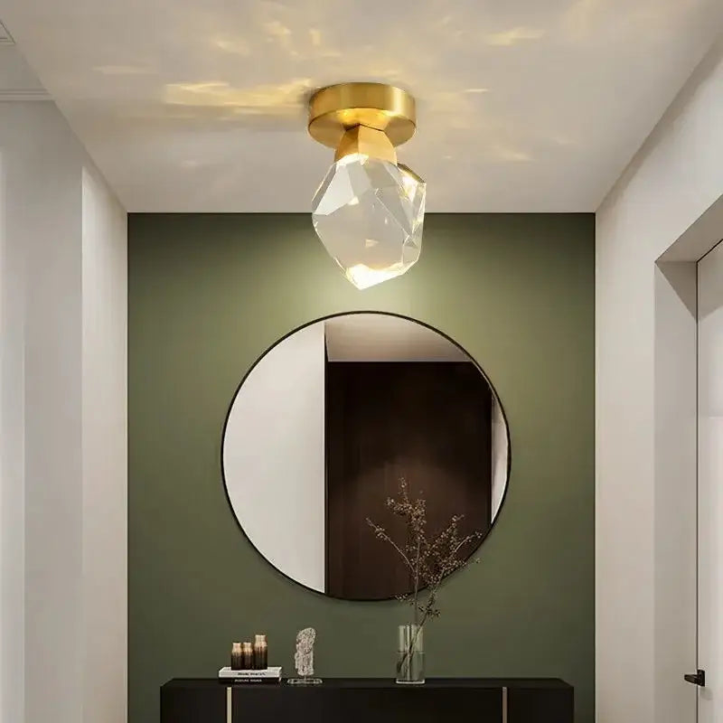 Modern gold crystal entrance ceiling lamp for balcony and hallway