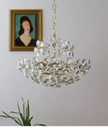 Modern gold crystal flower pendant chandelier living room light