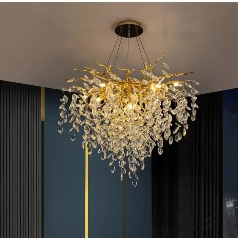 Modern gold crystal g9 chandelier living room branch pendant light