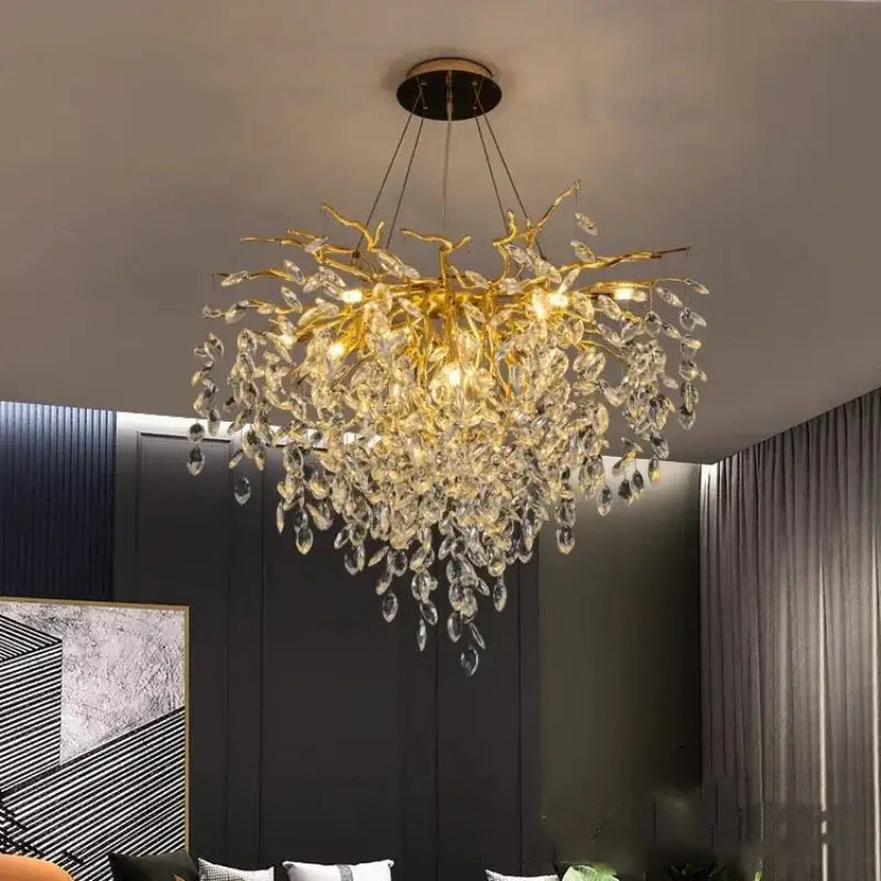 Modern gold crystal g9 chandelier living room branch pendant light