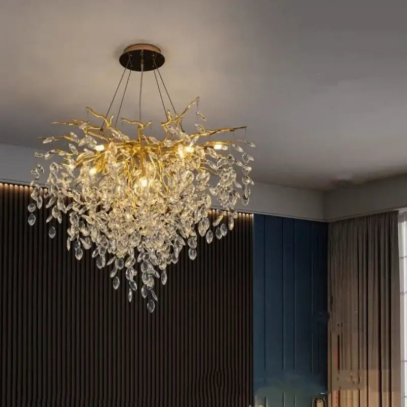 Modern gold crystal g9 chandelier living room branch pendant light