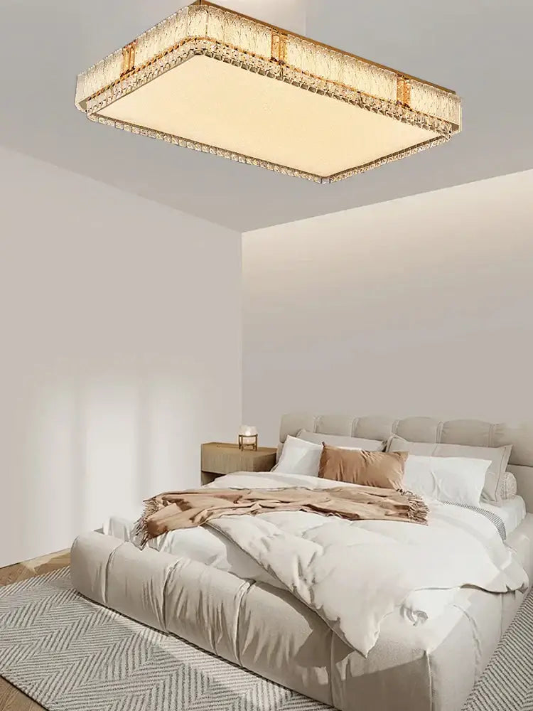Modern gold crystal glass ceiling light fixture living room decor