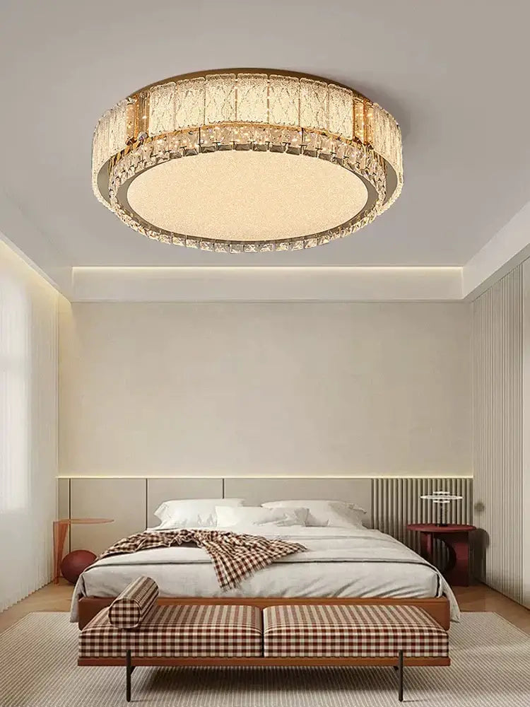 Modern gold crystal glass ceiling light fixture living room decor