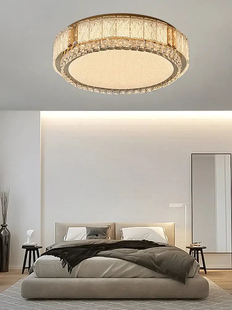 Modern gold crystal glass ceiling light fixture living room decor