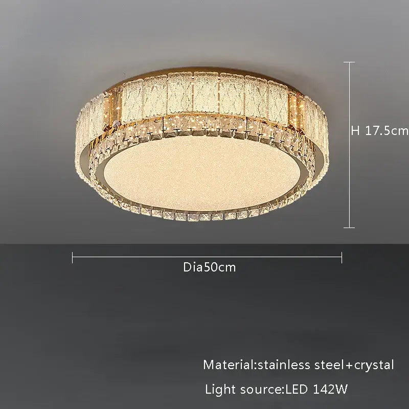 Modern gold crystal glass ceiling light fixture living room decor