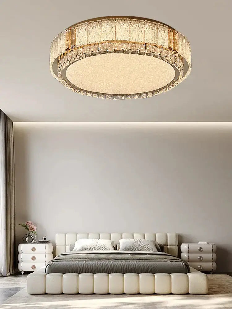 Modern gold crystal glass ceiling light fixture living room decor