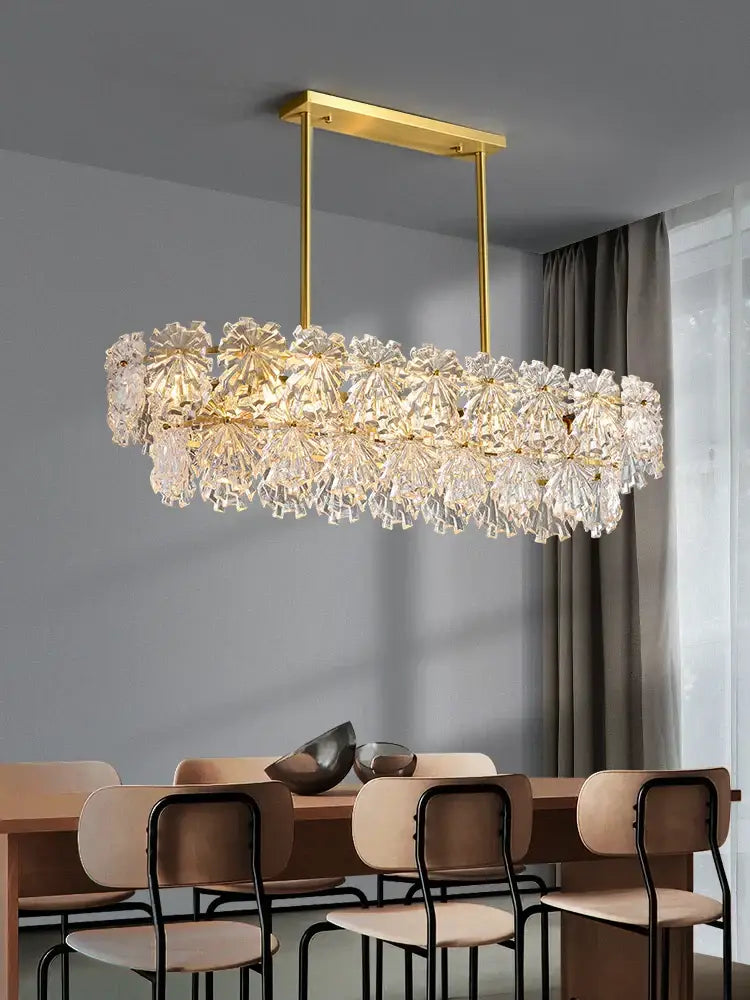 Modern gold crystal glass led pendant dining room chandelier