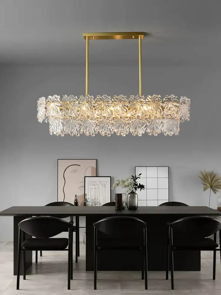 Modern gold crystal glass led pendant dining room chandelier