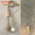 Modern gold crystal glass led pendant lights dining room teardrop shaded